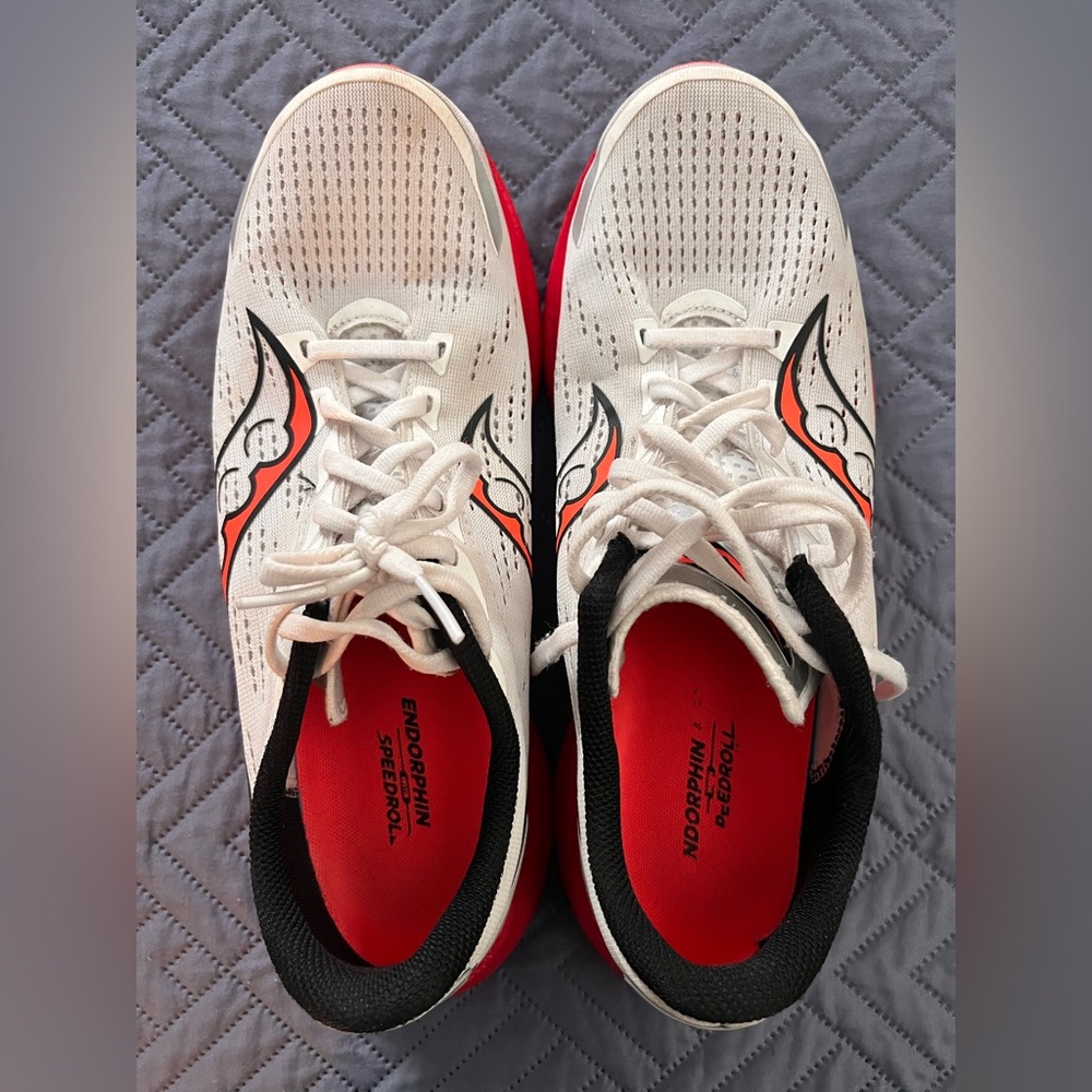 Saucony White and Red Running Shoes